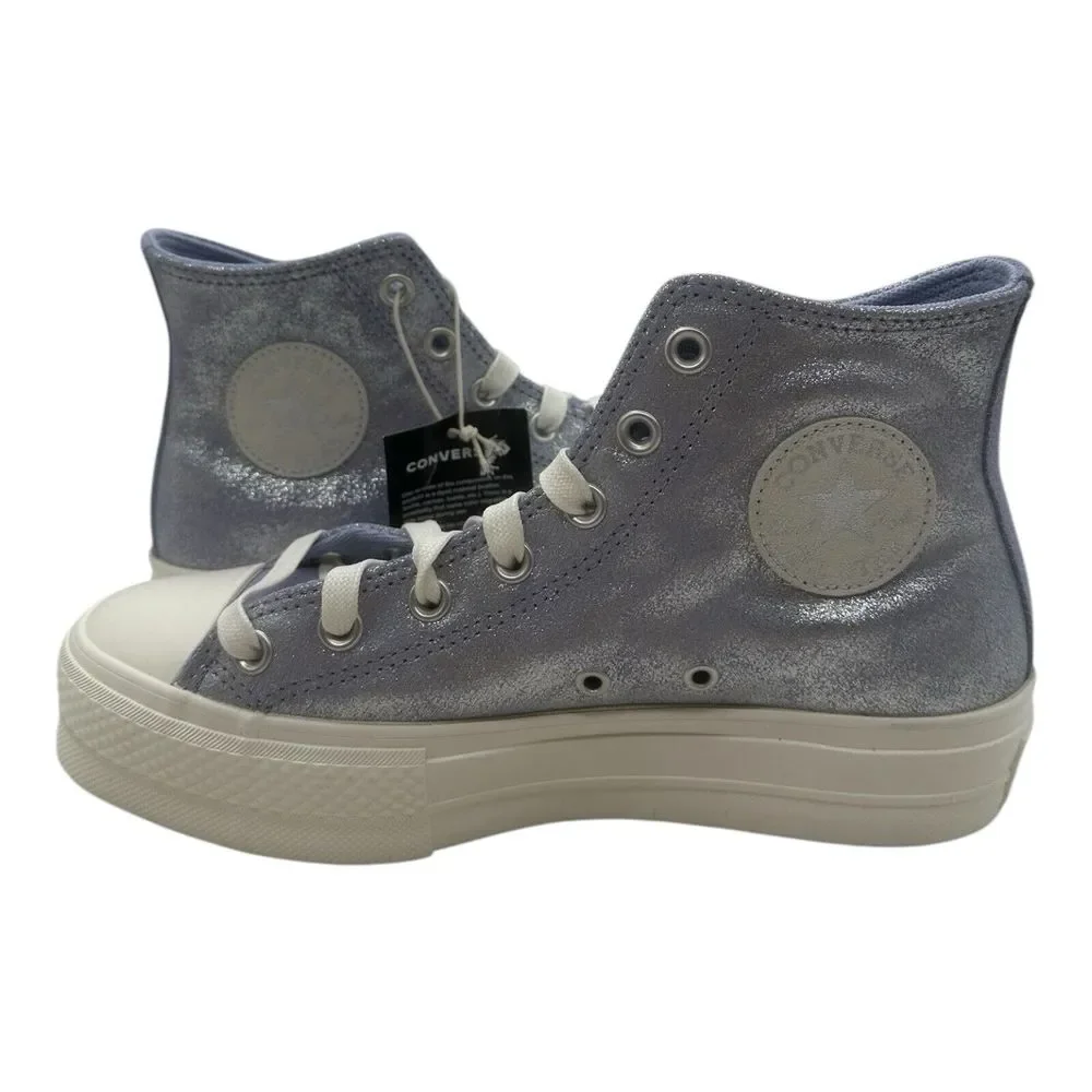 Converse Chuck Taylor All Star Lift Platform Suede Shimmer Shoes Womens 7 Lilac - Picture 3 of 9